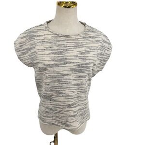 Billy Reid Knit Top Women XS Black White Textured Minimalist Luxury Italian Knit
